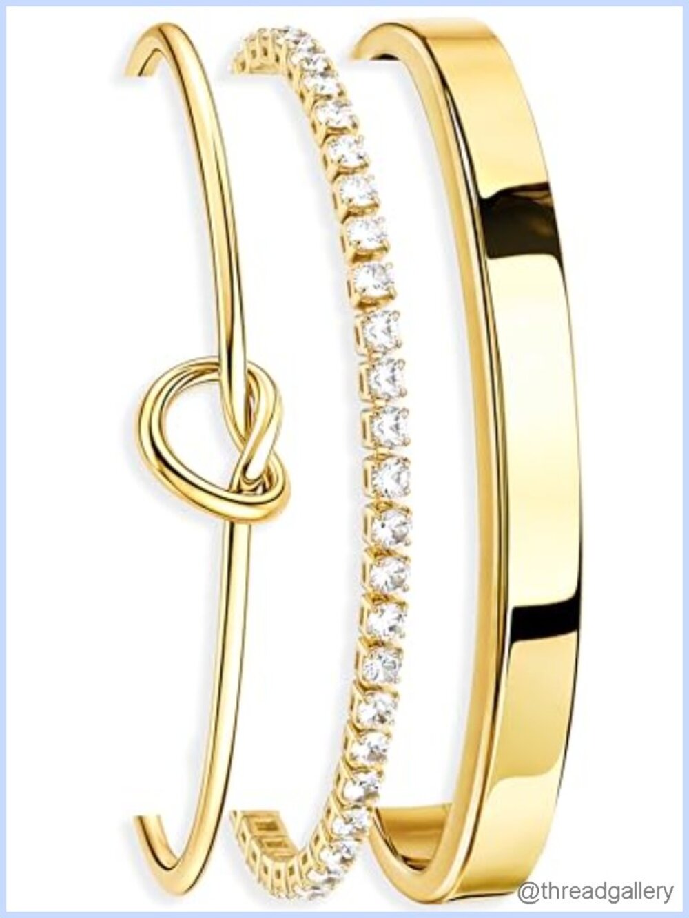 2-3pcs 14K Gold Plated Cuff Bracelets Set Non Tarnish Stackable Dainty